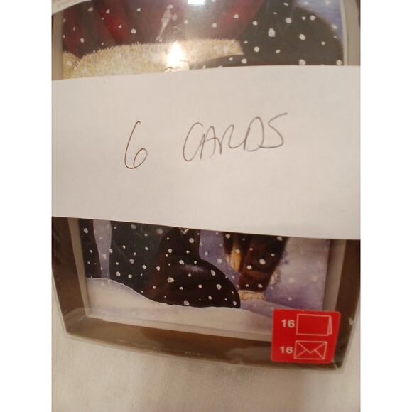 Lot of 6 Cat Christmas Greeting Cards Tabby Santa Claus Boot by Anne Mortimer - Picture 11 of 11